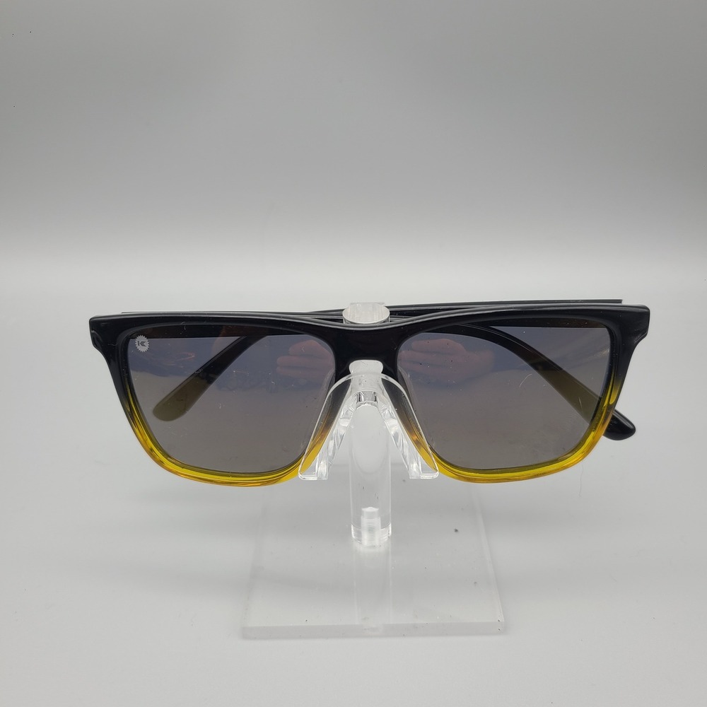 Knockaround Fast Lanes Sunglasses Black Yellow Amber Gradient Fade Smoke Lens